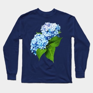 Hydrangeas - Blue Hydrangea Profile Long Sleeve T-Shirt